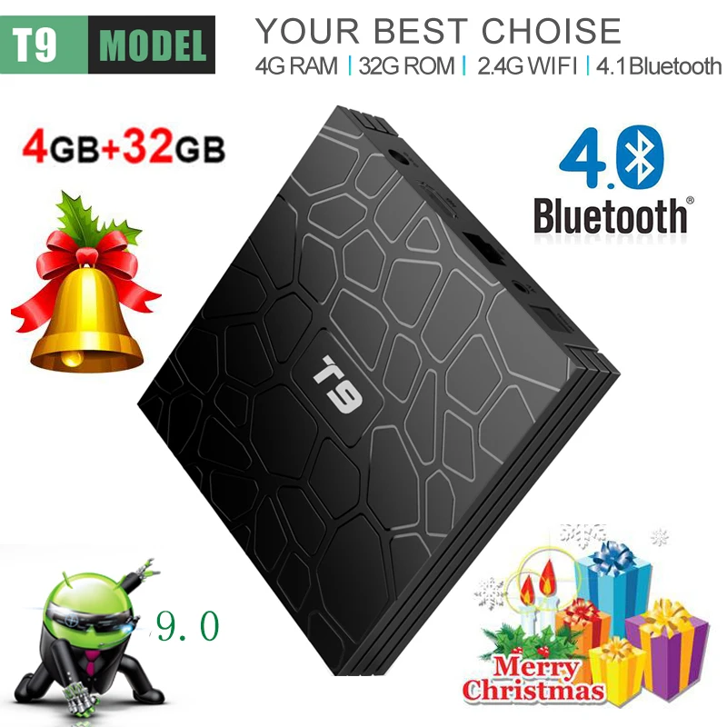 Smart Android TV BOX T9 RK3328 Quad-Core 4K HD Wifi BT4.0 USB3.0 WiFi 2.4G/5G 4GB RAM 32GB ROM media player Youtube PK H96 max |