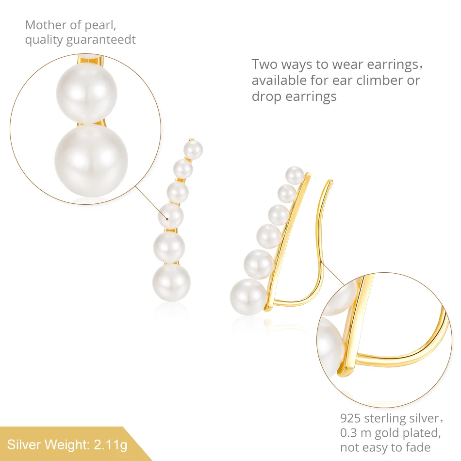 ALLNOEL Pearl Earrings 925 Sterling Silver Fine Jewelry For Women Pearl Drop Earrrings Wedding 2019 Valentine's Day Present Gift (3)