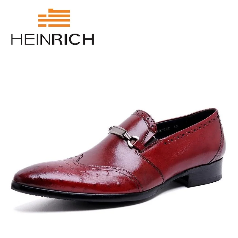 

HEINRICH Luxury Genuine Leather Pigskin Slip On Italian Flats Shoe Men Dress Shoes Mens Pointed Toe Dress Shoes Herren Schuhe