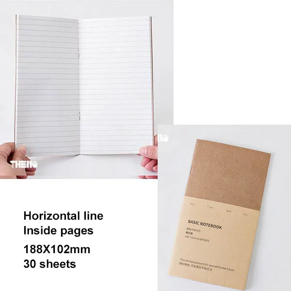 Еженедельник, блокнот, бумага 60 листов, креативные тенденции, ручная книга, винтажный кожаный дневник, дневник, офисные школьные принадлежности, подарок - Цвет: horizontal line