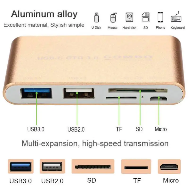 Type-C USB3.1 внешний кардридер USB Cto Micro Usb USB3.0/2,0 SD/TF слот для карт высокоскоростной адаптер для камеры Macbook Android