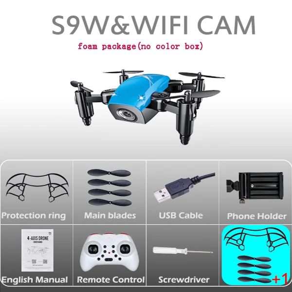S9W мини-Дрон с камерой S9, не складной Радиоуправляемый вертолет, высота, Квадрокоптер, Wi-Fi FPV, Микро Карманный Дрон VS CX10W - Цвет: wifi cam B foam