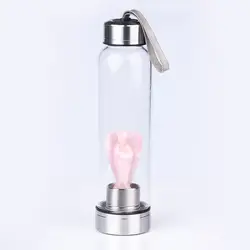 Кристалл баз Стекло бутылочка Natural цветной флюорит Кристалл палочку с кристаллом точка бутылка для воды с крышкой эликсир вода исцеления