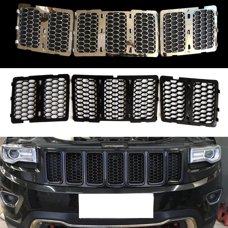

Car Front Racing Grills Grid Covers Air Intake Grid Strip Middle Net Buckle Decorative For Jeep Grand Cherokee 2014 2015 2016