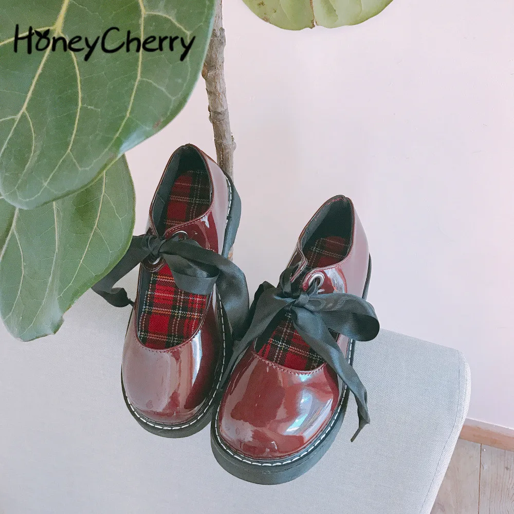 

Lolita Shoes Japanese Lolita Ribbon Hollow Women's Shoes Uzzang Shoes Fukushima Small Leather Shoes SIZE35-39