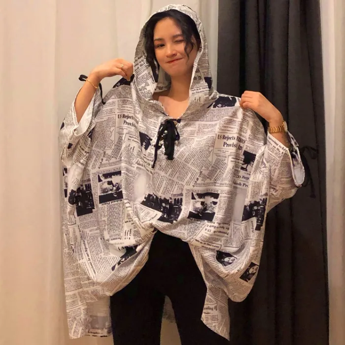 

2019 Spring and Summer Loose Casual Hoodies Harajuku Bf Loose Women Hoodies Medium and Long-style Graffiti Hoodies
