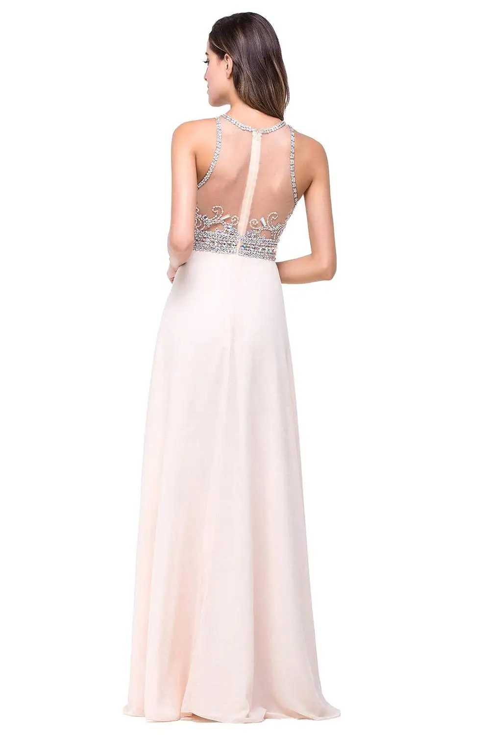 Vestido de festa longo de luxo, женское вечернее платье, шифоновое, с кристаллами, с бусинами, длинное, на выпускной