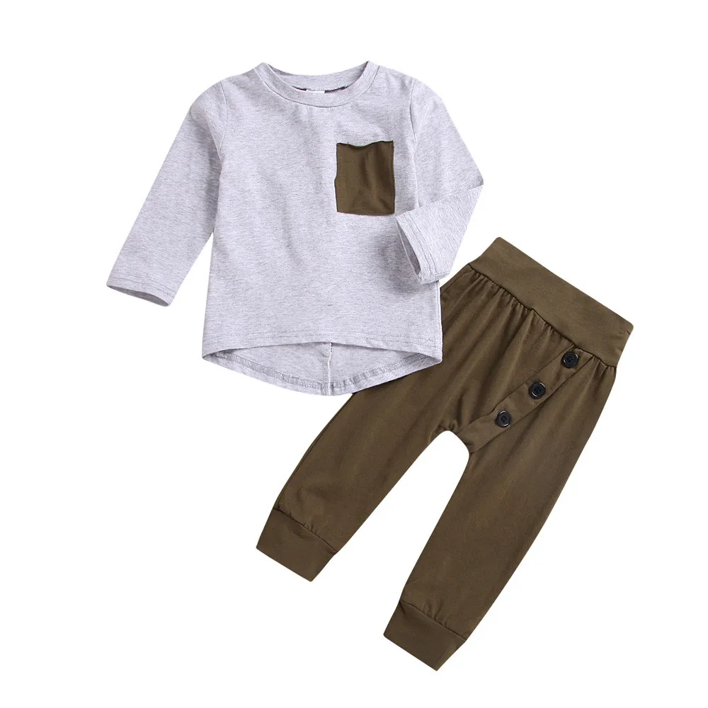 

Toddler Autumn Kid Girl Boy Clothes Long Sleeve Fashion Cartoon Print Pocket Top Pants Girls Outfits Kids Clothing For Girls Set