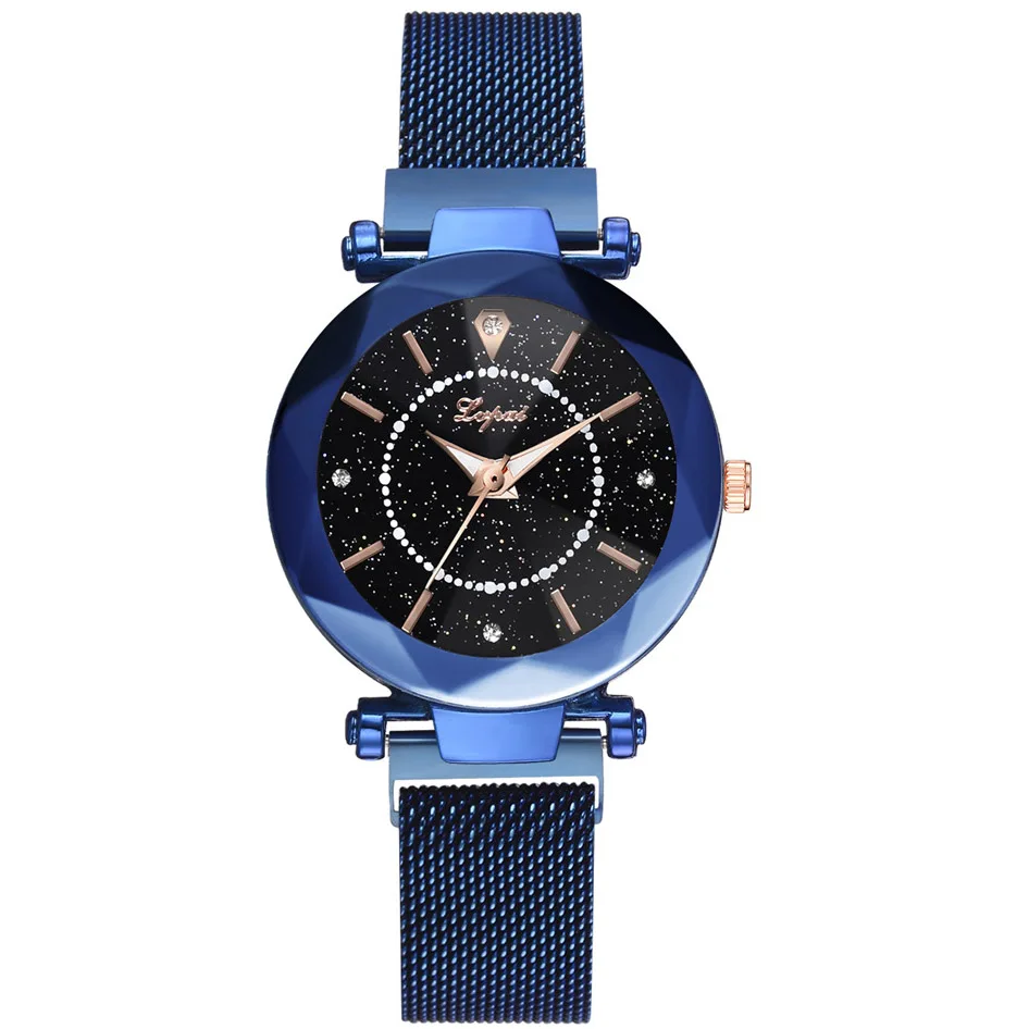 

Starry Sky 2019 Women Watches Quartz Magnetic Mesh Luxury Band Rose Gold Fashion Diamond Flower Geometry Crystal Bayan Kol Saati