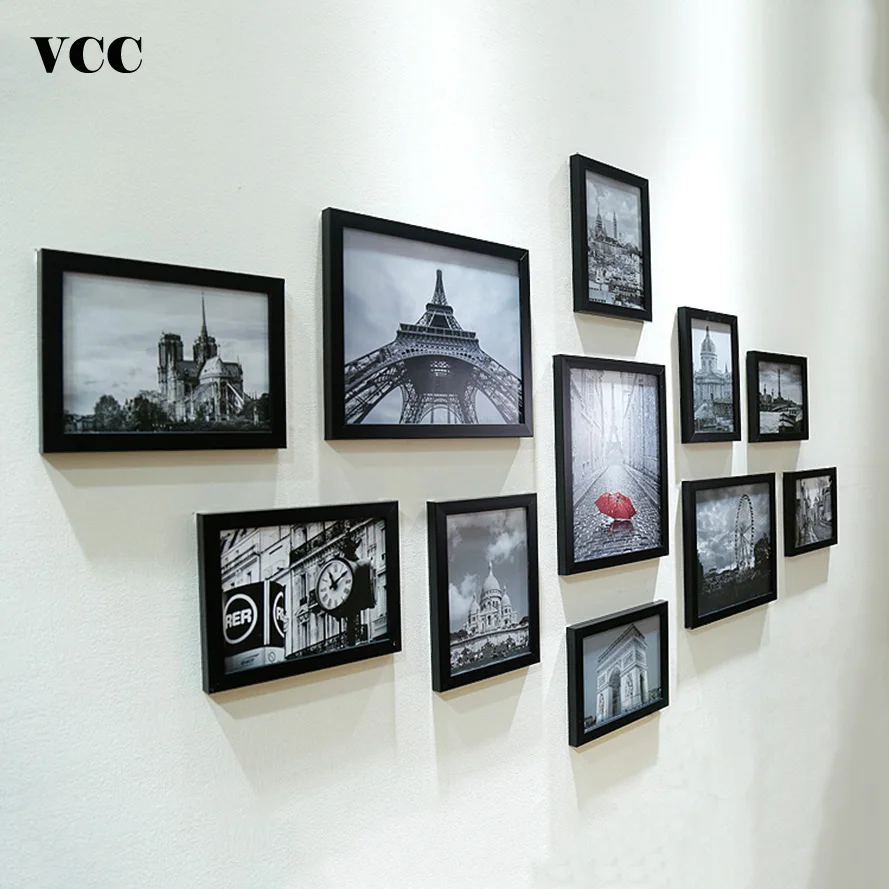 11 piezas marco de foto clásico para colgar en la pared decoración del hogar 7 10 pulgadas boda pareja recomendación negro blanco cuadros marcos regalo