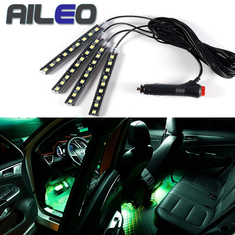 

AILEO Car RGB LED Strip Light LED Strip Lights Colors Car Styling Decorative Atmosphere Lamps Car Interior Light With Remote 12V