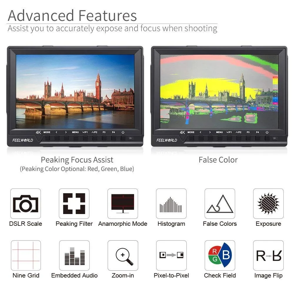 Feelworld FW-760 7 дюймов видео монитор IPS Full HD 1920x1200 HDMI 1080 p и мини макро HDMI для BMPCC для Canon sony Dslr камеры