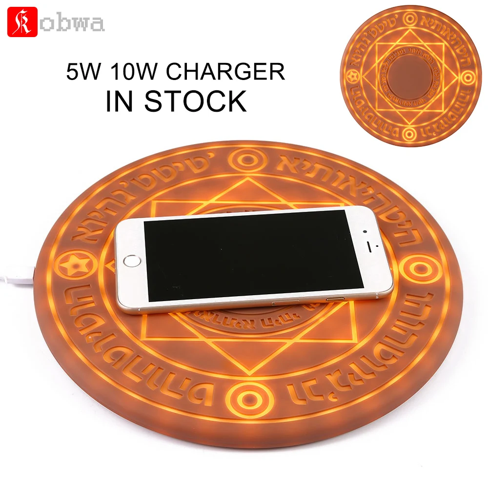 

KOBWA Glowing Magic Array Wireless Charger Universal 5W 10W Qi Wireless Fast Charger Charging Pad for iPhone Samsung Xiaomi