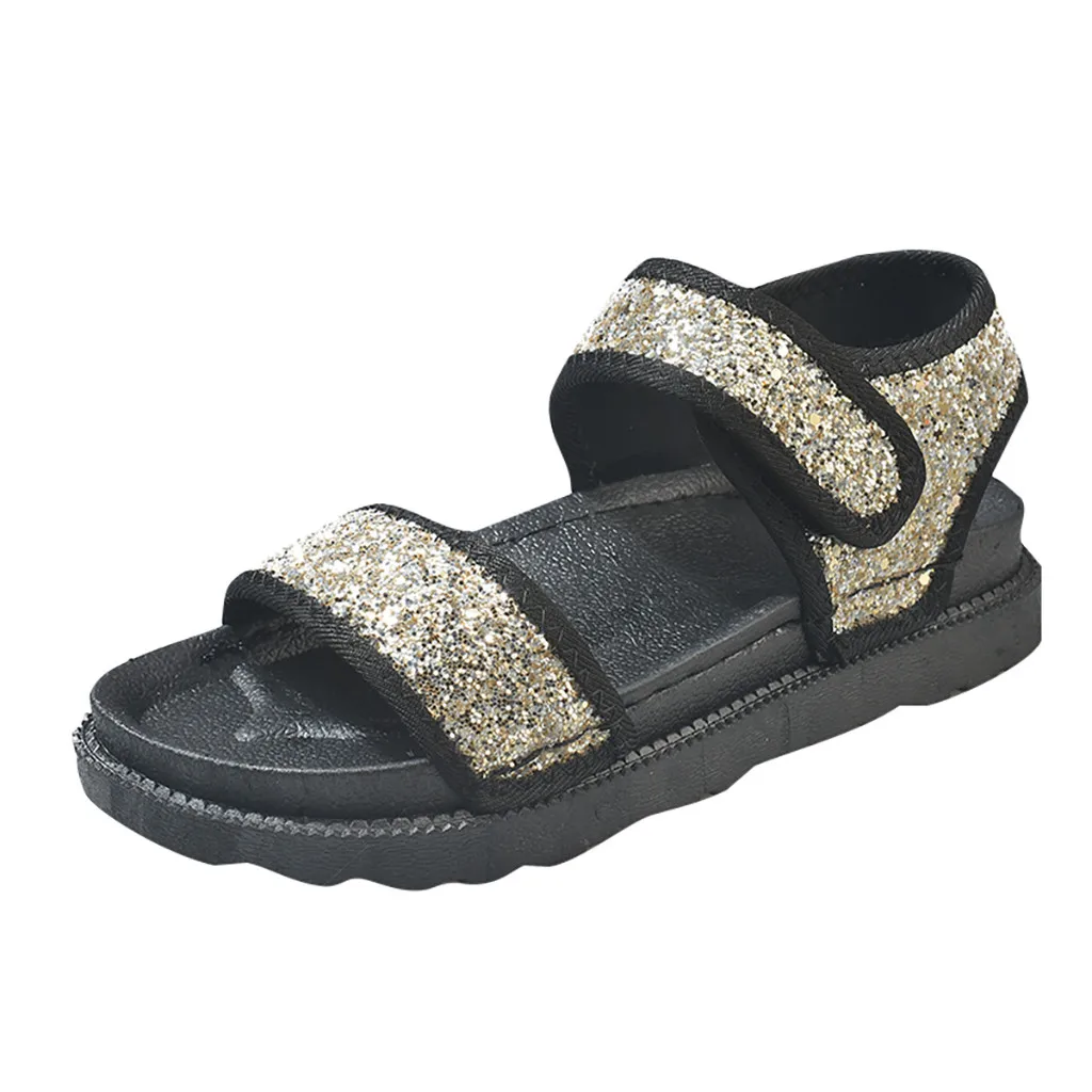 

SAGACE New Fashion Women Summer Sandal Hook&loop Wedges Bling Casual Round Toe Shoe British Wind Wedge Heel princess shoe June 4