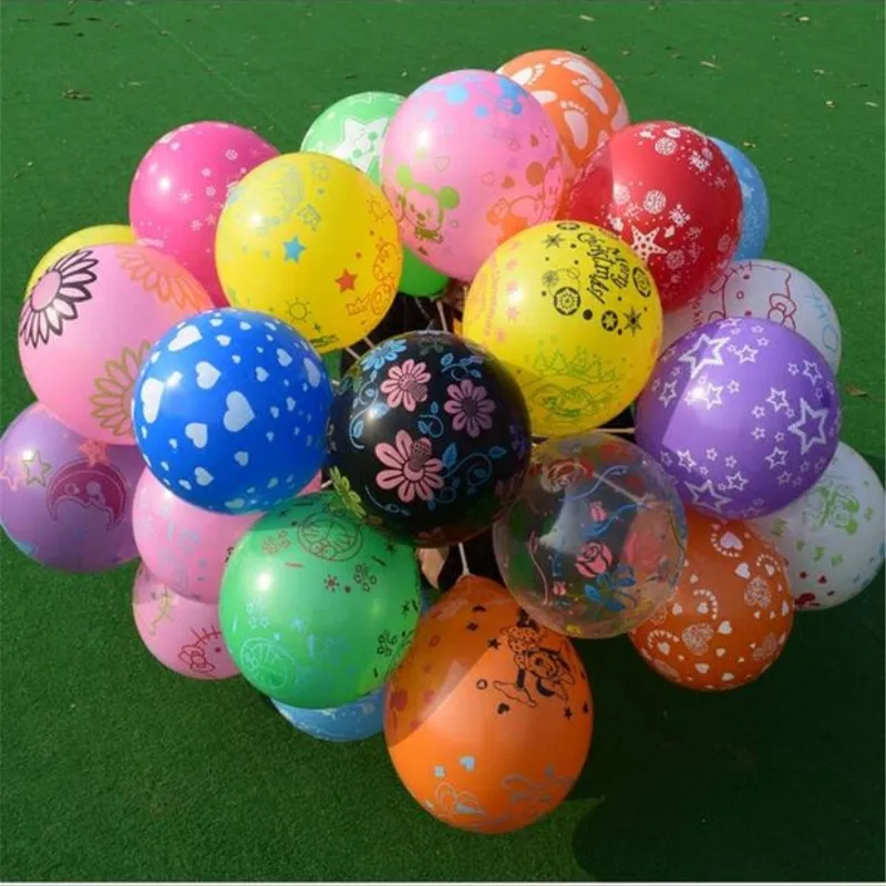 

100% latex 30pcs/lot 12 inch print transparent balloons wedding celebration decorated birthday party decoration children's toys