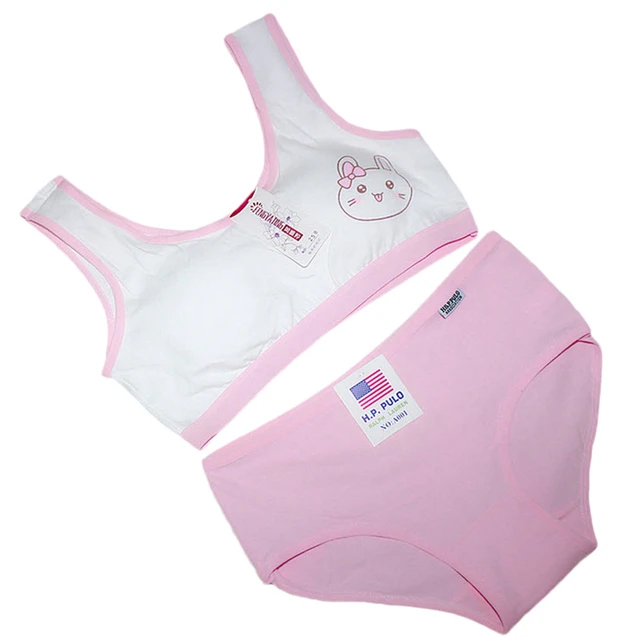 Teegage Girls Training Bras Sets Kids Cotton Underwear Sets Cartoon Character Printed Bras