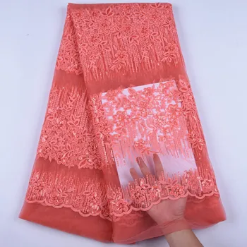

French Lace Fabric 2019 High Quality Lace Fabric French Sequins Net Cord Tulle Fabrics Nigerian Laces For Wedding Dress A1613