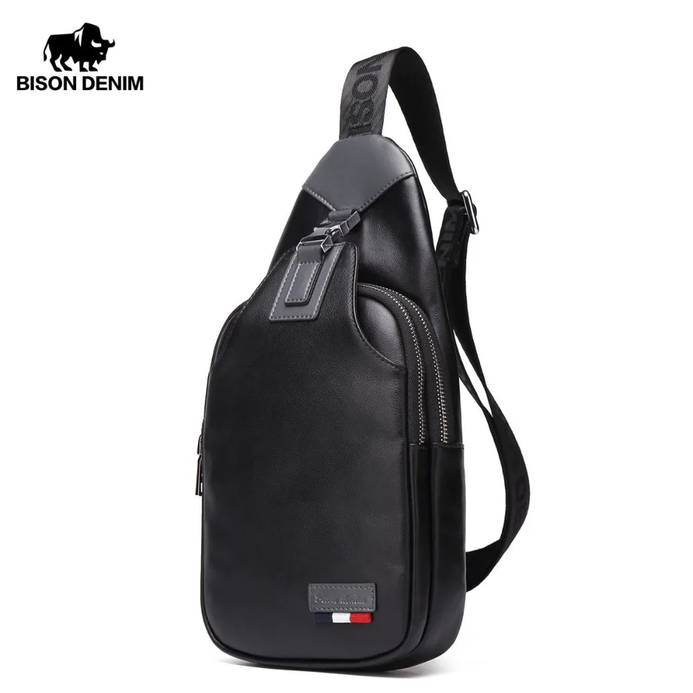 BISON DENIM Crossbody Bags Men Genuine Leather Casual Messenger Bag Small Brand Design Male Shoulder Bag Chest Waist Pack N2492 BISON DENIM Crossbody Bags Men Genuine Leather Casual Messenger Bag Small Brand Design Male Shoulder Bag Chest Waist Pack N2492