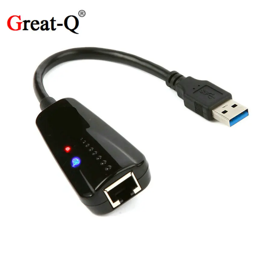 USB 3,0 10/100/Gigabit Ethernet 1000 Мбит RJ45 RJ-45 внешний сетевой карты сетевой адаптер на кабель шнур с светодио дный свет