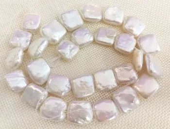 

Genuine pearl 15MM white Square slice freshwater pearl loose beads DIY gift one strands Hole Approx 1mm 37CM 15''