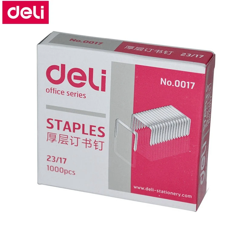 5000 шт./лот Deli 0017 тяжелые скобы 23/17 13x16 мм шириной 13 высотой 16 емкостью 120 страниц