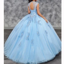 Прекрасное кружевное и Тюлевое бальное платье с вышивкой vestido de baln, милое 16 Тюлевое платье vestido de 15 anos vestidos de quinceaneras