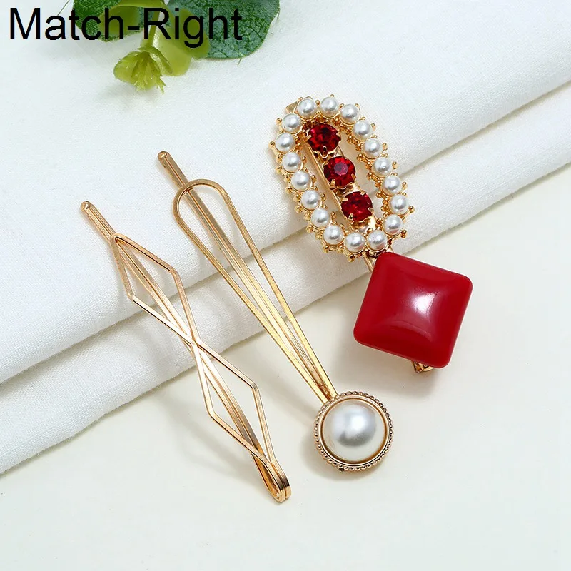 

Match-Right 3Pcs/Set Pearl Metal Hair Clip Barrette Comb Bobby Pin Hairband Hairpin Headdress Styling Hair Accessories KK307