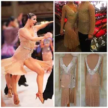 GOODANPAR, сексуальное женское платье с бусинами, для латинских танцев, соревнований, с боди, Бюстгальтер, чашка, сетка, лайкра, сальса, Самба, Румба, одежда для сценических танцев