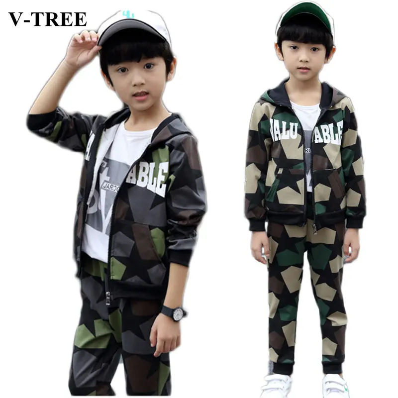 

Spring Autumn Boys Clothing Sets 2018 Camouflage Hoodies Coats+pants Clothes Set For Children Sport Suits Kids Tracksuit 8 10 12