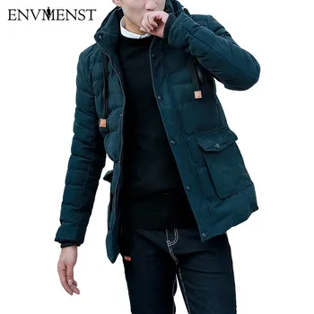 

Envmenst Men's Casual Parkas Solid Fleece Winter Jacket Men Hooded Thick Warn Padded Overcoat Man Jaqueta Masculino Inverno
