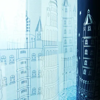 

Office New Curtains For Living Room Children Bedroom Sea Castle Printed Voile Tulle Curtain Kids Fabric Decoration