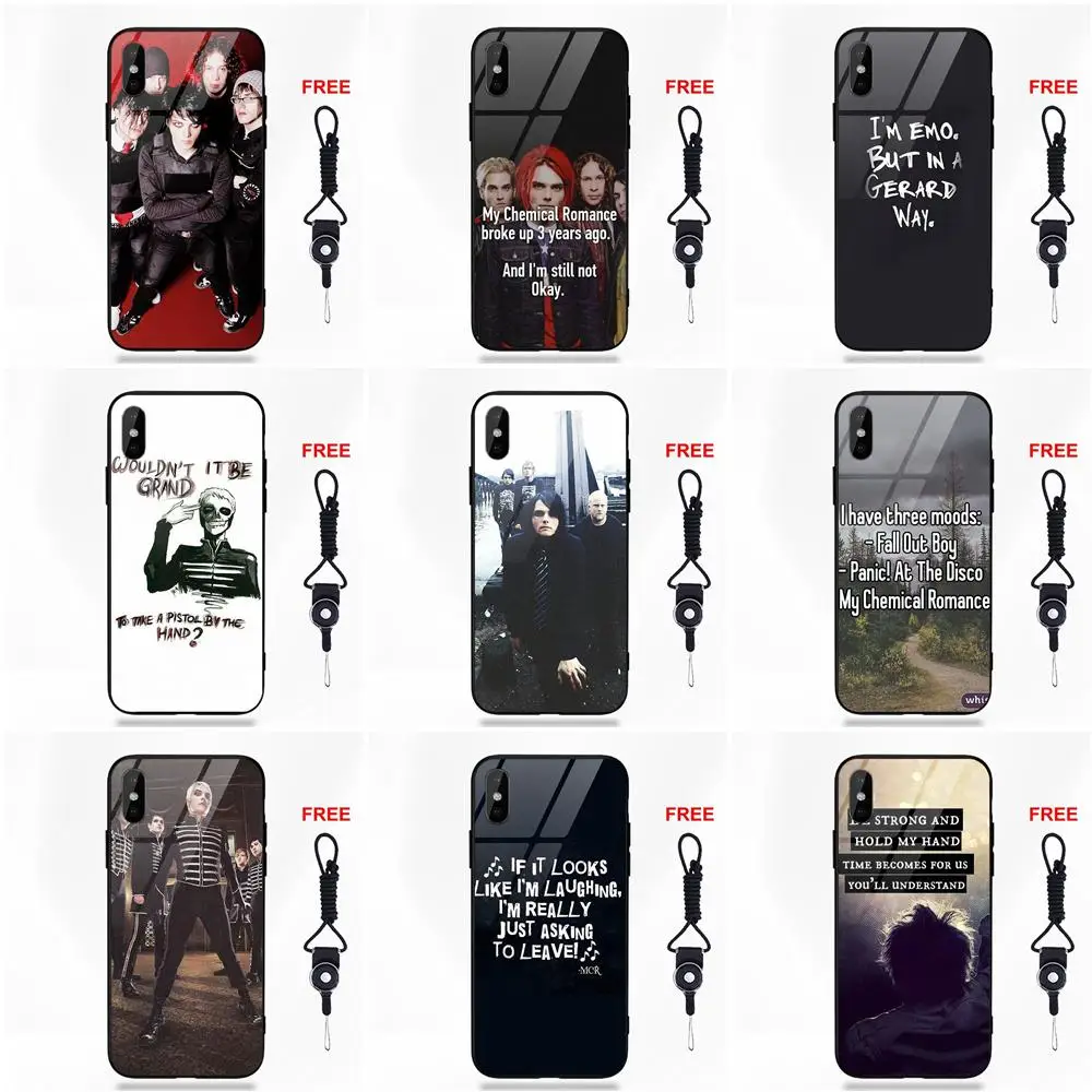 Soft TPU Frame Tempered Glass Coque Shell My Chemical Romance Mcr Band For Apple iPhone 5 5C 5S SE 6 6S 7 8 Plus X XS Max XR | Мобильные