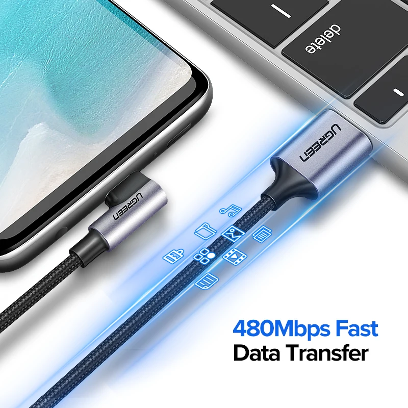 Ugreen USB C кабель для Samsung S9 S10 Plus Quick Charge 3 0 Прямоугольный Type быстрой зарядки и