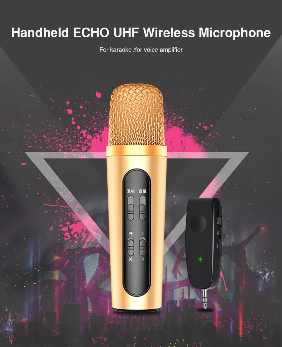 ECHO Karaoke Microphones Handheld UHF wireless microphone mic systems for phone teaching stage voice amplifier speaker (2)