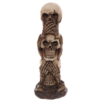 

1Piece See Hear and Speak No Evil Skulls Statue Skull Totem Decoration Unique Decorative
