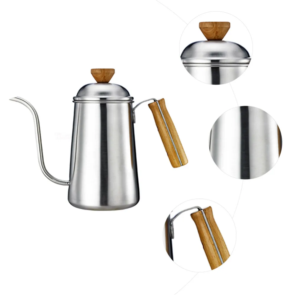 6500ML Stainless Steel Coffee Kettle Teapot Coffee Kettle Style wood