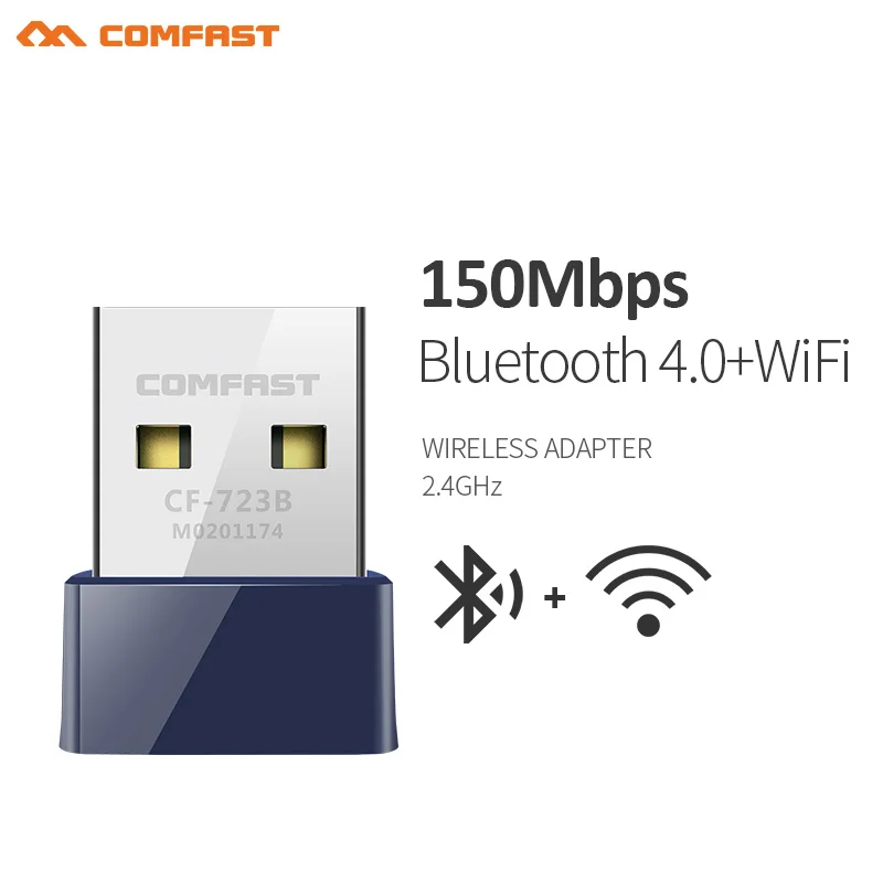 

150Mbps Comfast 723B Mini Wireless USB Dongle Adapter for PC Computer Bluetooth 4.0 Receiver Lan Wifi Network Card Transmitter