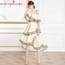 

Luxury Asymmetrical ruffled party formal dress women O neck sexy ball gown casual work office white beach organza dress summer