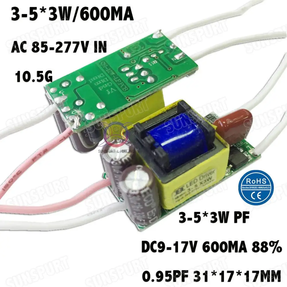 Высокий PFC 2-60 Вт AC85-277V светодиодный драйвер 1-30Cx3W 600мА DC2-105V постоянный ток внутри внешний водонепроницаемый 9 Вт 18 Вт 60 Вт