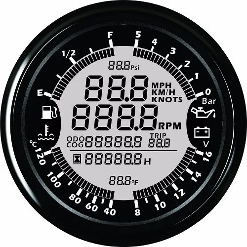 DN85mm 6 в 1 Multi-functional Gauge Meter gps Спидометр Тахометр час температура воды топливный уровень масла вольтметр давления 12 В 5BAR - Цвет: BN