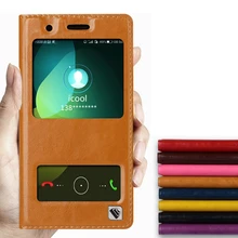 Hot!!! For Huawei Honor 4C High Quality Genuine Leather Cover Case Window Luxury Flip Stand Mobile Phone Bag