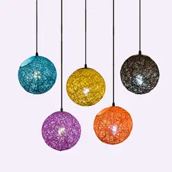 Современный красочный Ma ротанга шар подвесной светильник для Рождественская украшения вечерние столовая Бар E27 висит освещения