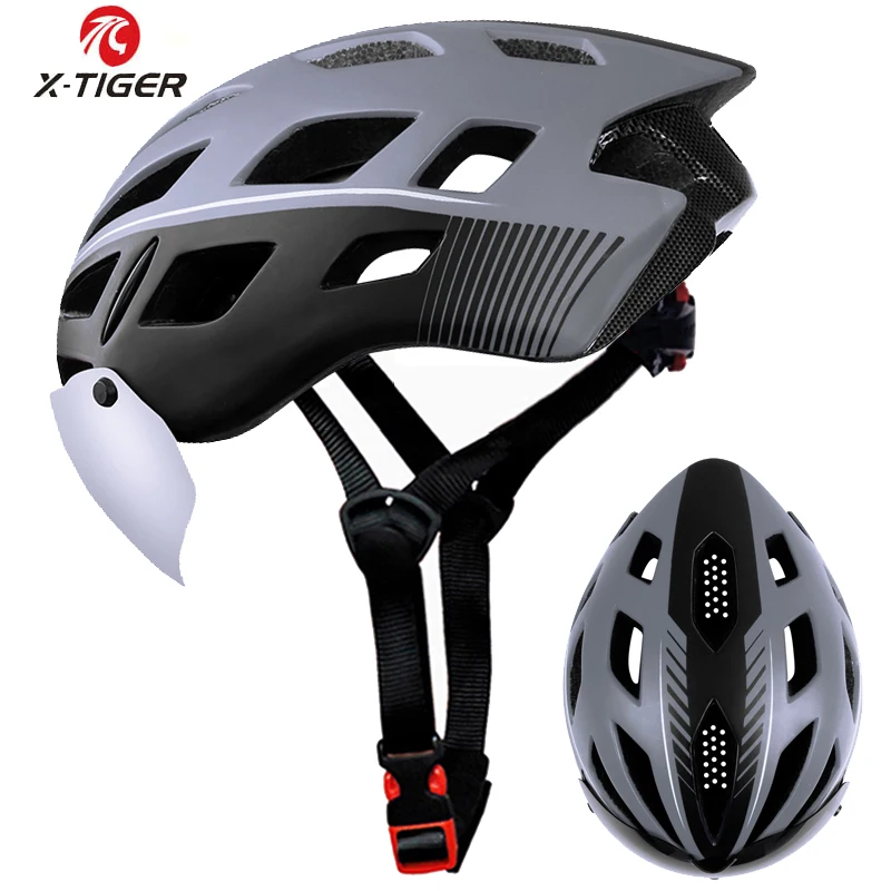 

X-TIGER 2019 Cycling Helmet EPS Insect Net Road MTB Bike Helmet Windproof 2 Lenses Integrally-molded Cycling Bicycle Helmet