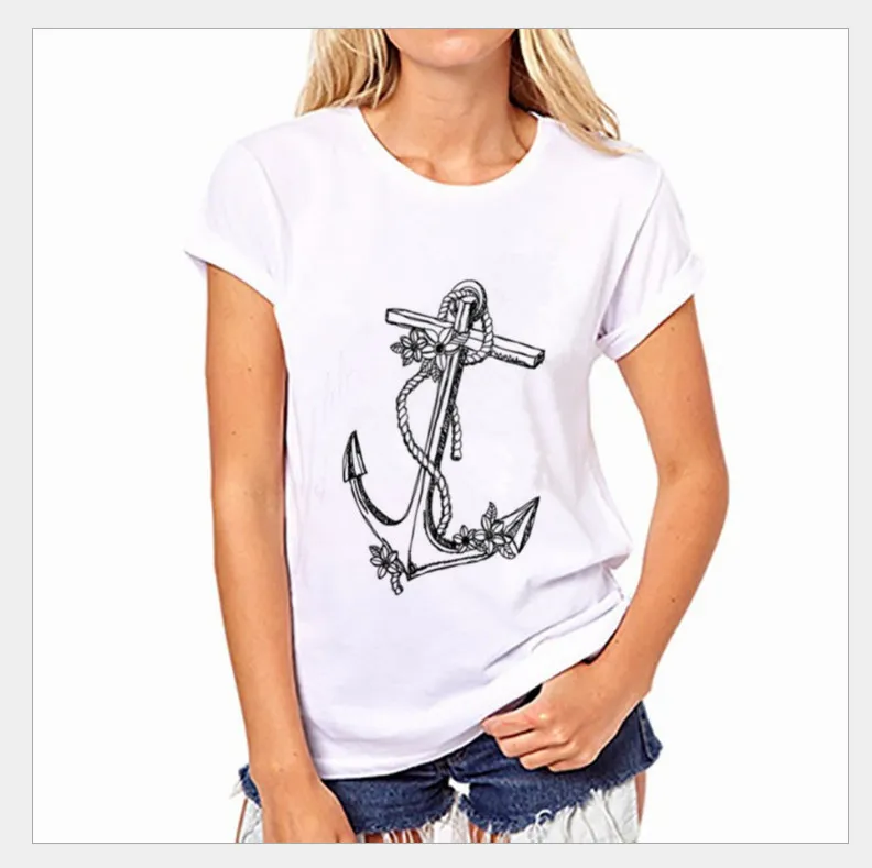 Черный якорь взрыв с коротким рукавом Европейская футболка Беговая футболка