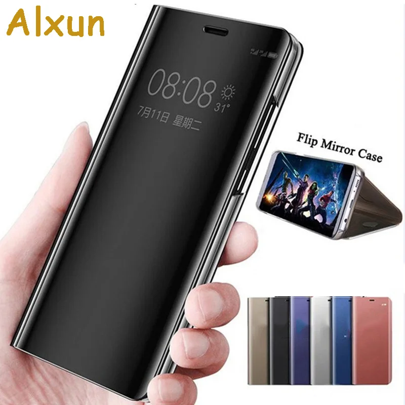  For Samsung Note10 Plus Case Plating Mirror Flip Leather Stand Smart View Cover Case For Samsung A8