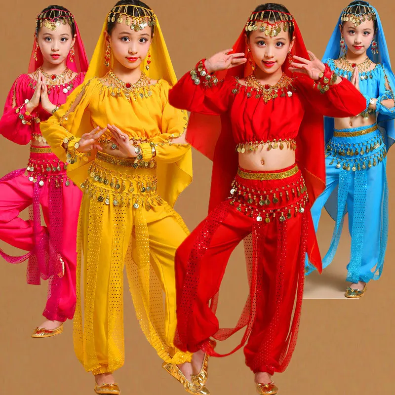 

Girls Belly Dancing Costume Set Kids Indian Dance Performance Outfits Children Bellydance Competition Girl Egypt Dance Costume