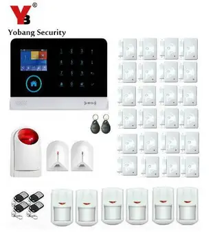 

Yobang Security 2.4"Color Display Easy Operation Home Alarm System With Strobe Siren WIFI GSM Alarmas Casas Glass Break Sensor