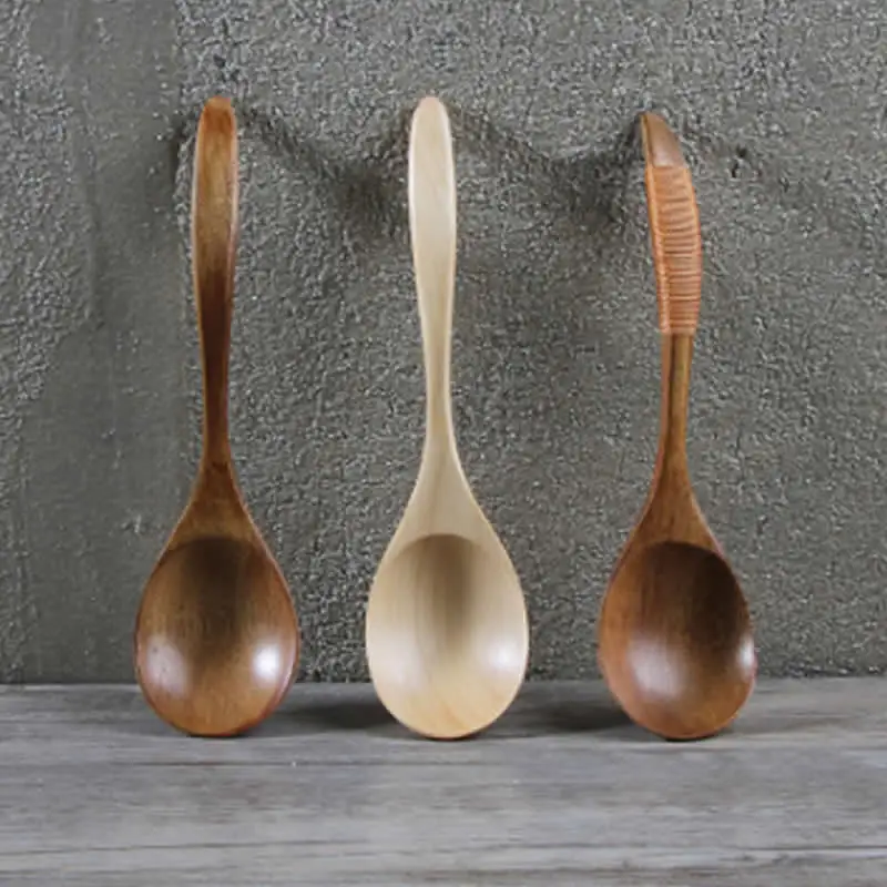 

Baby Wooden Spoons Baby Feed Scoop Kids Tableware Tangled Line Natural Wood Spoon Creative Lettering Wood Edible Soup Spoon