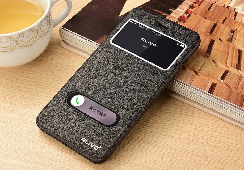 

for iphone 7 case,Business View Window PU Leather Smart Case For iphone 7 plus Flip Cover ALIVO Brand #04011