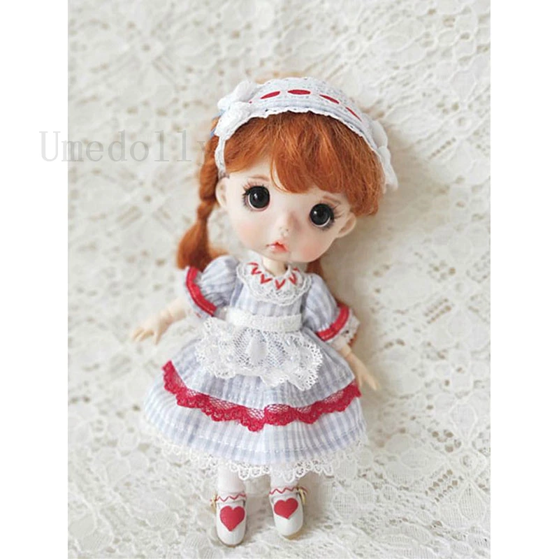 

1 Set Lovely Maid Wear OB11 Doll Headwear + Dress + Gauze Apron for Obitsu 11 Doll Clothes Accessories